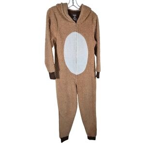 Rudolph the Red Nose Reindeer Sherpa Fleece Hooded Zip-Up Pajamas Medium‎